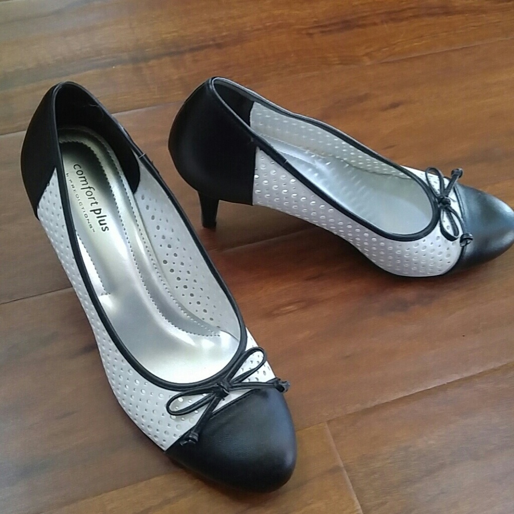 Comfort Plus black and white heels